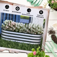 Modułowa Skrzynia Ogrodowa Outsunny, Odporna na Warunki Atmosferyczne, z Otwartym Dnem, 105 x 62 x 30 cm, Srebrna(m-7)