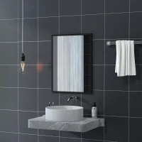 HOMCOM Miroir mural rectangulaire 80 x 60 cm, cadre en bois noir, idéal pour la salle de bain, salon ou chambre(m-7)