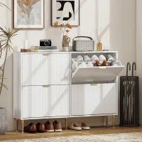 HOMCOM Elegant Four-Drawer Shoe Cabinet - White(m-2)