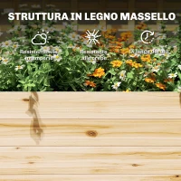 Outsunny Fioriera Rialzata in Legno con Traliccio, Tetto e 2 Mensole, 76x43.5x177 cm, Legno Naturale(m-8)