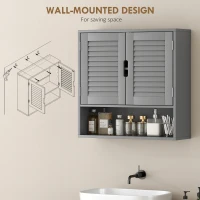 HOMCOM Bathroom Cabinet, Wall Mounted Storage Cabinet with Adjustable Shelves, 60 x 20 x 60 cm, Grey(m-6)