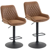 HOMCOM Set of Two Faux Leather Retro Bar Stools - Orange(m-1)