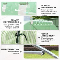 Outsunny Szklarnia foliowa, beżowa, 8 okien z siatką przeciwko owadom, solidna folia, stelaż stalowy, 6 x 3 x 2 m, Zielony(m-6)