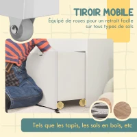 AIYAPLAY Bibliothèque pour enfants Multi-Rangement avec 3 niveaux d'étagères et un tiroir, 62,5L x 30l x 70H cm, blanc(m-6)