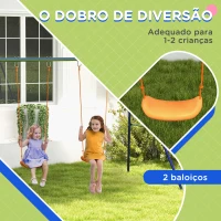 Outsunny Conjunto de Baloiço para Crianças com 2 Assentos Resistente aos Raios UV e Suporte de Metal 269x160x180 cm Multicor(m-4)