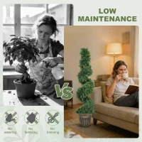 HOMCOM Set of 2 Artificial Plants, Topiary Spiral Cypressd Trees with Pot, for Home Indoor Outdoor Decor, 120cm(m-5)