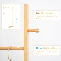 HOMCOM Wieszak na ubrania, bambus, 2 haki, 3 rurki, naturalny(m-4)