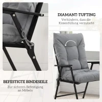 Outsunny Buitenzitkussen met rugleuning en banden, waterafstotend kussen voor binnen en buiten, lichtgrijs(m-5)