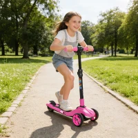 AIYAPLAY Three-Wheel Foldable Electric Scooter for Kids Aged 6-10 Years, Pink(m-2)