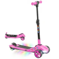 AIYAPLAY Three-Wheel Foldable Electric Scooter for Kids Aged 6-10 Years, Pink(m-11)