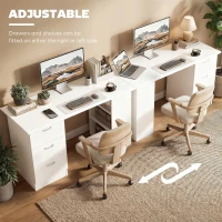 HOMCOM Computer Desk with Drawers, Home Office Desk, Writing Table, PC Workstation with 3 Storage Shelves for Working, Study, 120 x 49 x 72 cm, White(m-6)