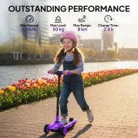 AIYAPLAY Three-Wheel Foldable Electric Scooter for Kids Aged 6-10 Years, Purple(m-7)
