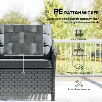 Outsunny 4-Piece Wicker Patio Furniture Set with 2 Armchairs, Loveseat, Glass Coffee Table, Conversation Sofa Set, Dark Grey(m-5)