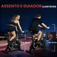 SPORTNOW Bicicleta Estática Bicicleta Fitness com Volante de Inércia de 15 kg Ecrã LED Guiador e Assento Ajustável 108x53x111 cm Preto(m-5)