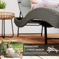 Outsunny Poly Rattan Ligstoel S-vormige Tuinligstoel met 5-voudig verstelbare Rugleuning, Hoofdkussen, Ademend en UV-bestendig(m-4)