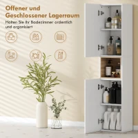 HOMCOM Badezimmerschrank, freistehend mit 2 Türen und offenem Regal, Weiß(m-4)
