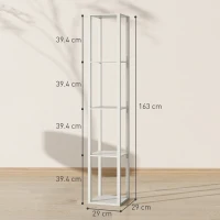 HOMCOM Floor Lamp with Shelves and 3 Brightness Levels - Oak(m-3)