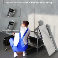 HOMCOM 3-Tier Bakers Rack with Storage, Stainless Steel Microwave Stand with Adjustable Shelves for Small Spaces, Kitchen Storage Unit for Spices, Pots and Pans, Silver Tone(m-7)