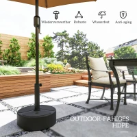 Outsunny Parasolvoet van HDPE vulbaar 18kg/20kg met zand water, rond zwart(m-6)