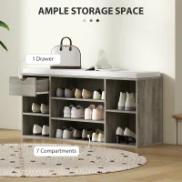 HOMCOM Shoe Storage Bench with Cushion - Grey(m-4)
