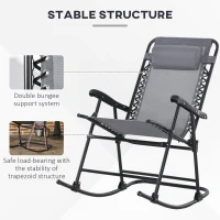 Outsunny Fotel Bujany na Zewnątrz, odporny na pogodę, składany, z Poduszką, do 120 kg, Jasnoszary(m-6)