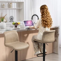 HOMCOM Bar Stools Set of 2, PU Leather Barstools with Backrest and Footrest for Kitchen, Counter, Breakfast Bar, Light Brown(m-8)