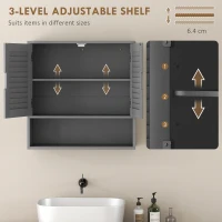 HOMCOM Bathroom Cabinet, Wall Mounted Storage Cabinet with Adjustable Shelves, 60 x 20 x 60 cm, Grey(m-5)