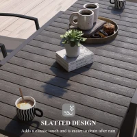 Outsunny Stolik ogrodowy Stolik zewnętrzny, odporny na warunki atmosferyczne, 162 x 80 x 75 cm, Szary(m-6)