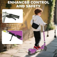 HOMCOM Foldable Electric Kids Scooter, Ride-on for Ages 7-14 Years, Purple(m-7)