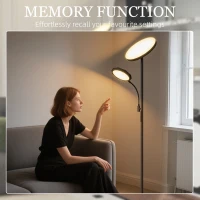 HOMCOM LED Floor Lamp for Living Room, Stepless Dimmable Standing Lamp, Mother and Child Uplighter with Reading Light, 4 Scene Modes, 2700K-6500K Colour Temps, 4 Brightness Levels, Remote Control(m-7)