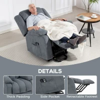 HOMCOM Power Lift Recliner Chair with Massage, Overstuffed Lift Chair for Elderly with Footrest, Remote and Side Pocket, Grey(m-11)
