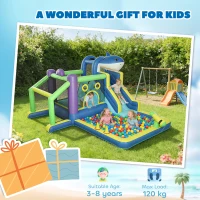 AIYAPLAY 8-in-1 Opblaasbaar Springkasteel met Haai-Design Blazer Glijbaan Zwembad Trampoline voor 3–8 Jaar 405x345x235cm Multicolor(m-9)
