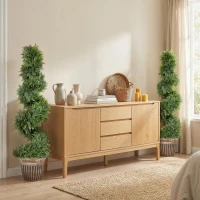 HOMCOM Set of 2 Artificial Plants, Topiary Spiral Cypressd Trees with Pot, for Home Indoor Outdoor Decor, 120cm(m-8)