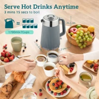 HOMCOM Electric Stainless Steel Kettle and Toaster Set, 3000W 1.7L UK Strix Thermostat Fast Boil Kettle w/ Limescale Filter, Cool Touch Body, 4 Slice Toaster with 7 Browning Levels, Crumb Tray, Grey(m-3)