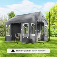 Outsunny 3 x 3 m Party Tent, Outdoor Canopy Tent Shelter with Removable Sidewalls, 4 Zipped Doors, for Parties, Wedding, Grey(m-3)