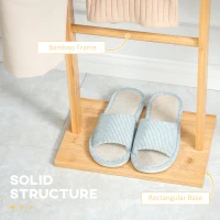 HOMCOM Wieszak na ubrania, bambus, 2 haki, 3 rurki, naturalny(m-5)