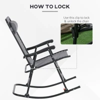 Outsunny Fotel Bujany na Zewnątrz, odporny na pogodę, składany, z Poduszką, do 120 kg, Jasnoszary(m-5)