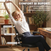 HOMCOM Scaun de birou ergonomic, înălțime reglabilă, negru(m-6)