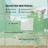 Outsunny Szklarnia foliowa, beżowa, 8 okien z siatką przeciwko owadom, solidna folia, stelaż stalowy, 6 x 3 x 2 m, Zielony(m-4)