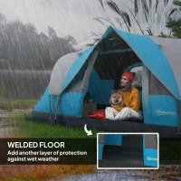 Outsunny 5-6 Man Camping Tent, Tunnel Tent, Water Resistant Hiking Shelter with Groundsheet and Carry Bag, Light Blue(m-5)