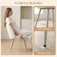 HOMCOM Eetkamerstoelen, Keukenstoelen, zacht gestoffeerd met Chenille, 50,5 x 57,5 x 78,5 cm, Crème-wit(m-7)