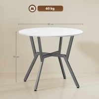 HOMCOM Dining Table, Round Kitchen Table with Black Legs for Living Room, Dining Room 90 x 76 cm, High Gloss White(m-3)