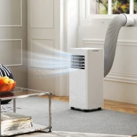 HOMCOM Climatizor mobil 9000 BTU/h 3 în 1 răcire ventilator dezumidificator temporizator 24H și telecomandă alb(m-6)
