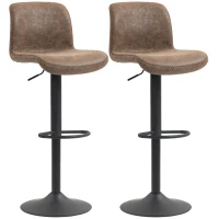HOMCOM Bar Stools Set of 2, PU Leather Barstools with Backrest and Footrest for Kitchen, Counter, Breakfast Bar, Brown(m-11)