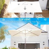 Outsunny Vervangend parasoldoek 2 x 3 m 6 baleinen UV50+ & waterdicht terrasparasol doek(m-7)