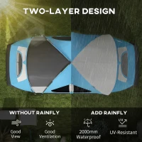 Outsunny Camping Tent for 6-8 Man with 2000mm Waterproof Rainfly and Carry Bag for Fishing Hiking Festival, Sky Blue(m-4)