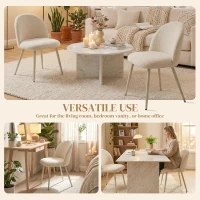 HOMCOM Sedie da pranzo imbottite in chenille, 50,5x57,5x78,5 cm, Bianco crema(m-4)