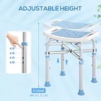 HOMCOM 44-51.5cm Aluminium Frame Shower/Bath Stool - Light Blue(m-6)