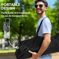 Outsunny Lot de 2 chaises de camping pliante inclinable avec repose-pieds, sac de rangement, porte-gobelet et appui-tête, noir(m-6)