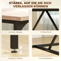 HOMCOM Rechteckiger Esstisch für 6-8 Personen, Moderner Küchentisch – Holzoptik-Tischplatte & Schwarze Stahlbeine mit Verstellbaren Pads, 180 x 80 cm, Natur(m-6)